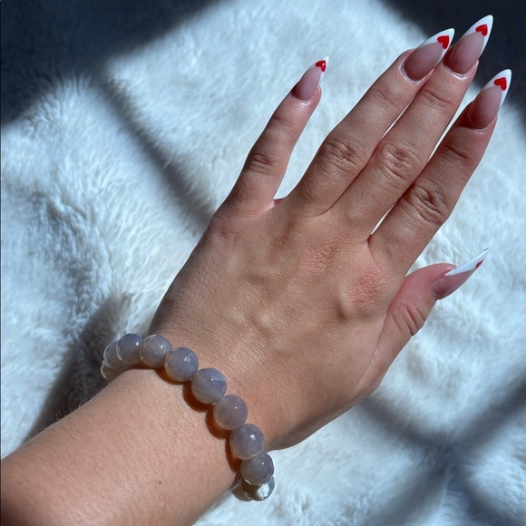 Gray Agate Crystal Bracelet Mental Clarity | Stress Relief | Emotional Balance| - Picture 1 of 4